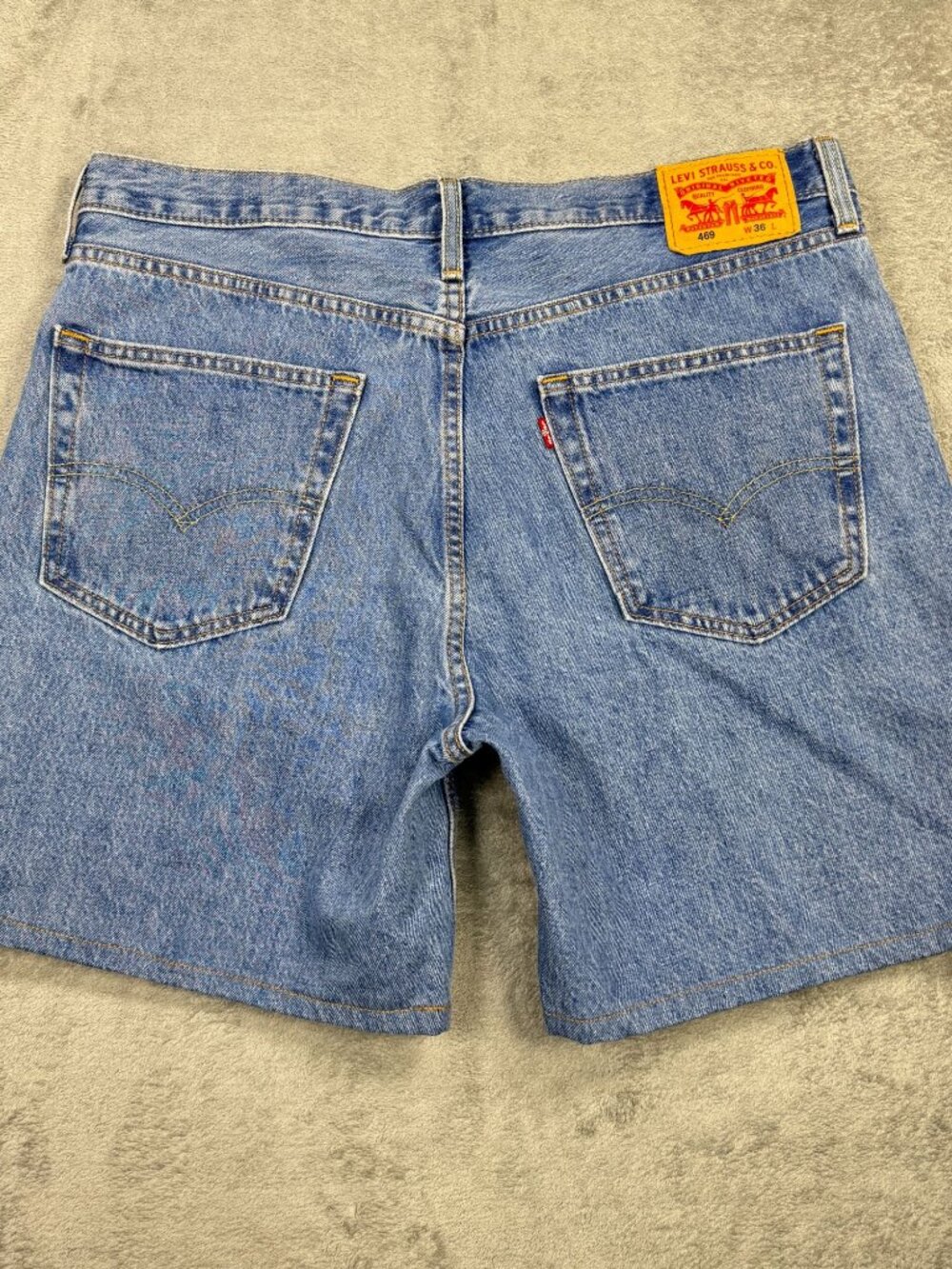 Levis 469 Loose Jean Shorts Mens 36(38)x6.5" Baggy Jorts Light Wash Denim Grunge
